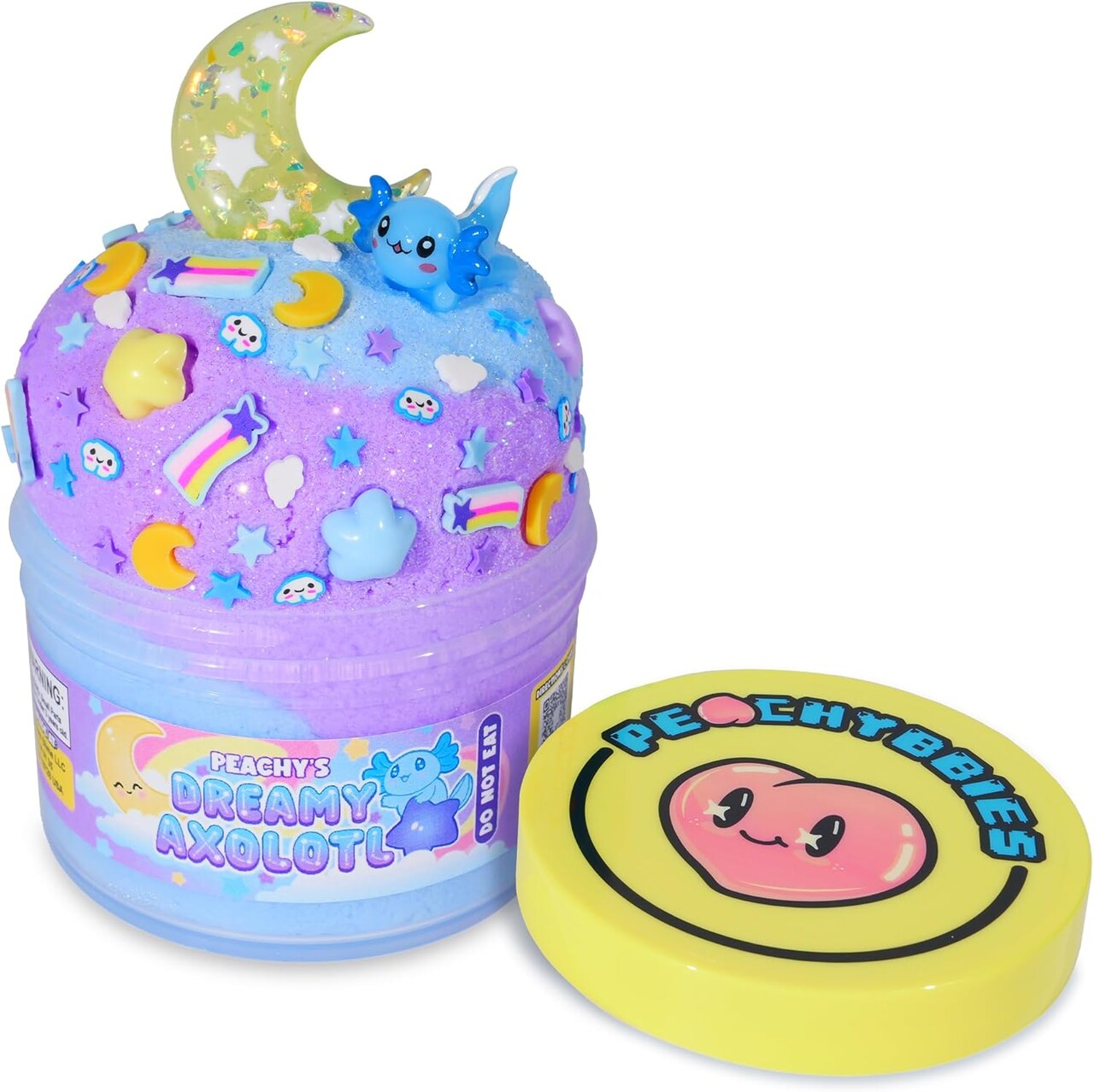 Peachybbies Dreamy Axolotl Cloud Slime (7 oz) – Premium Handmade USA Cloud Dough Slime with Axolotl Charms, ASMR Scented Sensory Fidget Toy for Kids, Stress Relief & Collectible Slime Gift